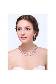 Women's Silver Alloy Imitation Pearl Rhinestone Cubic Zirconia Jewelry Set