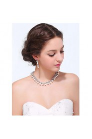 Women's Silver Alloy Imitation Pearl Rhinestone Cubic Zirconia Jewelry Set