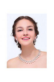 Women's Silver Alloy Imitation Pearl Rhinestone Cubic Zirconia Jewelry Set