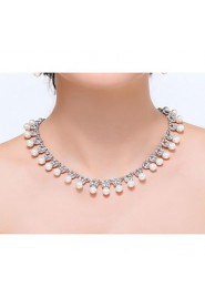 Women's Silver Alloy Imitation Pearl Rhinestone Cubic Zirconia Jewelry Set