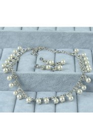 Women's Silver Alloy Imitation Pearl Rhinestone Cubic Zirconia Jewelry Set