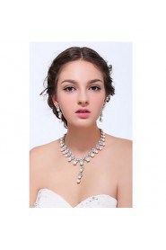 Women's Silver Alloy Imitation Pearl Rhinestone Jewelry Set