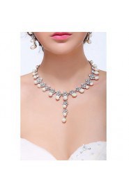 Women's Silver Alloy Imitation Pearl Rhinestone Jewelry Set