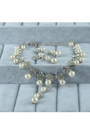 Women's Silver Alloy Imitation Pearl Rhinestone Jewelry Set