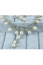 Women's Silver Alloy Imitation Pearl Rhinestone Jewelry Set