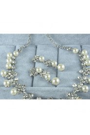 Women's Silver Alloy Imitation Pearl Rhinestone Jewelry Set