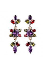 Brass With Cubic Zirconia Drop Earrings (More Colors)