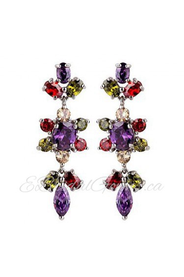 Brass With Cubic Zirconia Drop Earrings (More Colors)