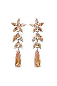 Brass With Cubic Zirconia Drop Earrings(More Colors)