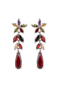 Brass With Cubic Zirconia Drop Earrings(More Colors)