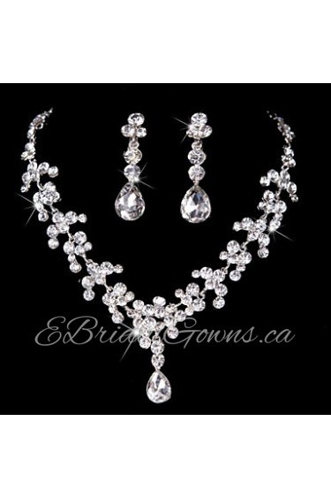 Women's Alloy Wedding/Party Jewelry Set With Rhinestone(Inculding Necklace & Earrings)