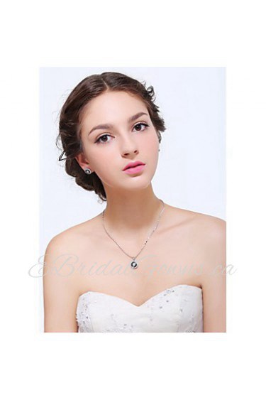 Women's Silver Alloy Cubic Zirconia Jewelry Set