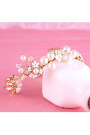 Bride's Golden Flower Imitation Pearl Forehead Wedding Headbands 1 PC