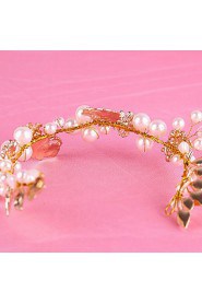 Bride's Golden Flower Imitation Pearl Forehead Wedding Headbands 1 PC