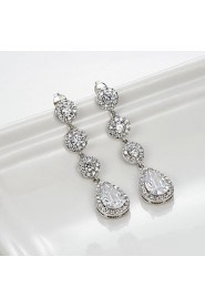 Round Teardrop Chandelier Dangle Bridal Earrings for Women(More Colors)