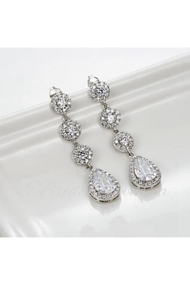 Round Teardrop Chandelier Dangle Bridal Earrings for Women(More Colors)