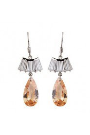 Brass With Cubic Zirconia Drop Earrings(More Colors)