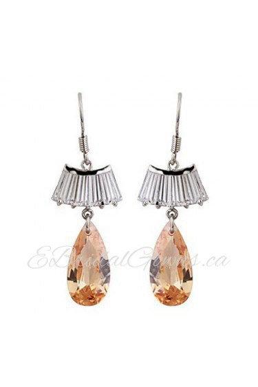 Brass With Cubic Zirconia Drop Earrings(More Colors)