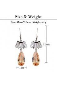 Brass With Cubic Zirconia Drop Earrings(More Colors)