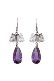 Brass With Cubic Zirconia Drop Earrings(More Colors)