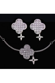 Gorgeous Platinum Plated With Cubic Zirconia Wedding/Special Occaision / Party Jewelry Set.