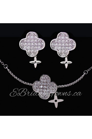 Gorgeous Platinum Plated With Cubic Zirconia Wedding/Special Occaision / Party Jewelry Set.