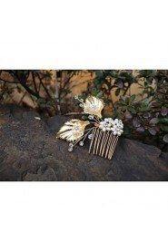 Rose Gold Conch Leaves Pearl Flower Headpiece - Wedding / Special Occasion Hair Combs 1 Piece