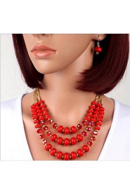 Crystal glass acrylic Beaded Necklace Earrings Set