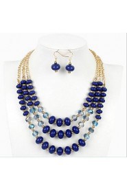 Crystal glass acrylic Beaded Necklace Earrings Set