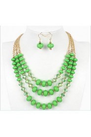 Crystal glass acrylic Beaded Necklace Earrings Set