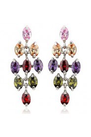 Brass With Cubic Zirconia Drop Earrings (More Colors)