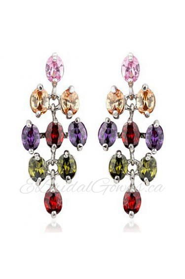 Brass With Cubic Zirconia Drop Earrings (More Colors)