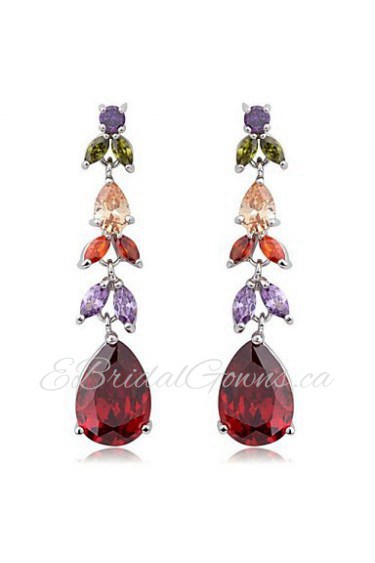 Brass With Cubic Zirconia Drop Earrings (More Colors)