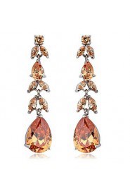 Brass With Cubic Zirconia Drop Earrings (More Colors)