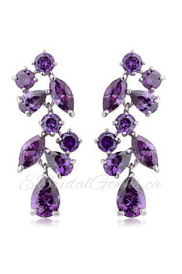 Elegant Platinum Plated Cubic Zirconia Earrings More Colors(Lengte*Width 39mm*14mm)