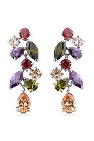 Elegant Platinum Plated Cubic Zirconia Earrings More Colors(Lengte*Width 39mm*14mm)