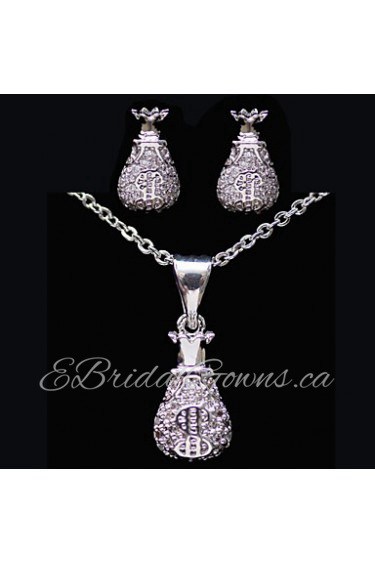 Gorgeous Platinum Plated With Cubic Zirconia Wedding/Special Occaision / Party Jewelry Set.