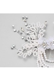 Women's / Flower Girl's Rhinestone / Alloy / Imitation Pearl / Chiffon Headpiece-Wedding / Special Occasion Hair Combs 1 Piece White Round