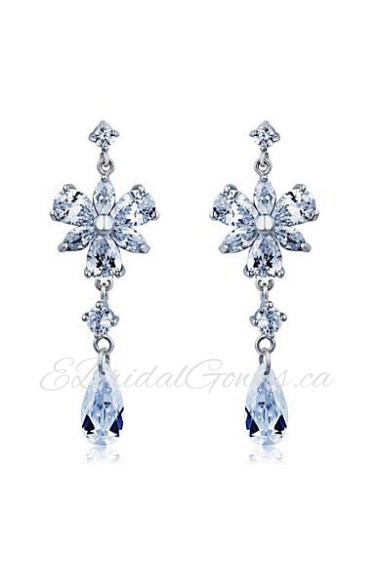 Brass With Cubic Zirconia Drop Earrings (More Colors)