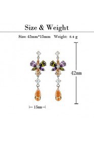 Brass With Cubic Zirconia Drop Earrings (More Colors)