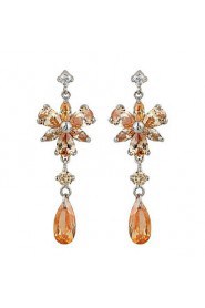 Brass With Cubic Zirconia Drop Earrings (More Colors)