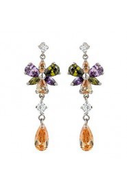 Brass With Cubic Zirconia Drop Earrings (More Colors)