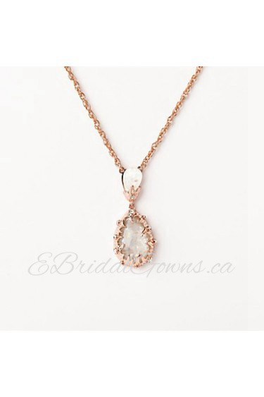 Teardrop-Shaped Alloy with Inlaid Austrian Crystal Necklace