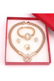 Gold-plated Fashion romantic heart line(Including Necklace, Earring, Bracelet, Ring) Jewelry Sets