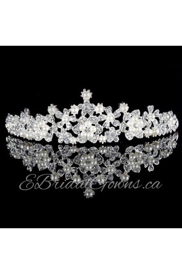 Bride's Flower Shape Imitation Pearl Rhinestone Forehead Wedding Crown 1 PC