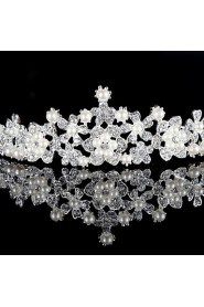 Bride's Flower Shape Imitation Pearl Rhinestone Forehead Wedding Crown 1 PC