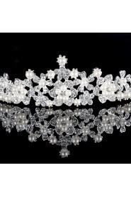 Bride's Flower Shape Imitation Pearl Rhinestone Forehead Wedding Crown 1 PC