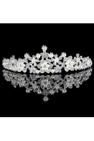 Bride's Flower Shape Imitation Pearl Rhinestone Forehead Wedding Crown 1 PC