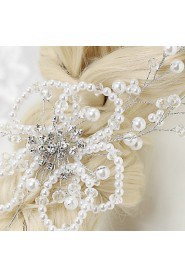 Women's / Flower Girl's Rhinestone / Alloy / Imitation Pearl Headpiece-Wedding / Special Occasion Flowers 1 Piece White Round