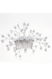 Women's / Flower Girl's Alloy / Imitation Pearl Headpiece-Wedding / Special Occasion Hair Combs / Flowers Clear Round